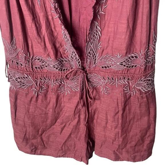 Free People Women’s Sz Medium Weila Romper New NWT Linen Embroidered Shorts - Picture 5 of 8